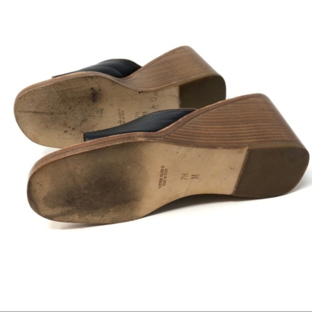 Luca Stefani Black Brown Wedge Leather Sandals Made in Italy - Picture 6 of 8